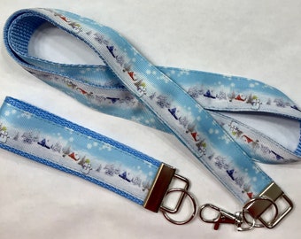 Snowman/Snow/Skiing/Ice Skating/Winter Wonderland Wristlet Key Fob/Lanyard/Luggage/Backpack Tag,Skiing Badge/Pass Holder, Snowboard Leash