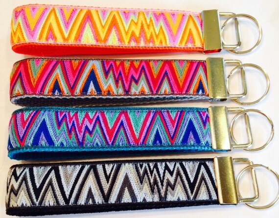 Kaffe Fassett Designer Ribbon Wristlet Key Fob: Zig Zags