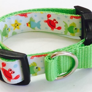 Ocean Crabs and Fishes Ribbon Designer Dog Collar,marine Critters ...