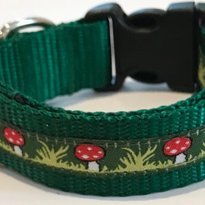 Mushrooms Adjustable Jacquard Dog Collar,Nature Wildlife DogCollar,Forest/Camping Polka Dot/Nature Dog Collar,Pet/Vet Supply/Gift