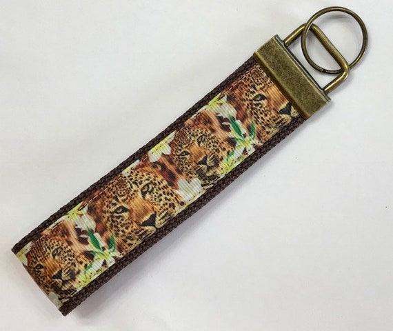 Leopard/cheetah Safari Ribbon Wristlet Bracelet Keyfob/lanyard