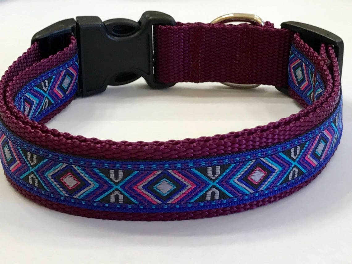 Dog Collar Aztec/southwest 9 Tapestry Pink/turquoise/purple Etsy
