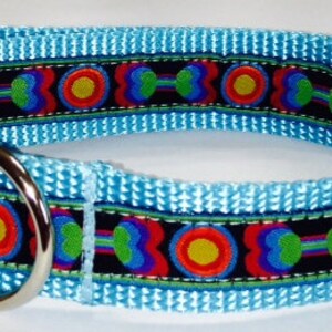 Dog Collar: Bright Bones Jacquard Ribbon, Circles Boy/Girl Dog Collar,  Custom/Puppy/Adult/Pet Collars, Pet Supplies, Classic Pooch Collar