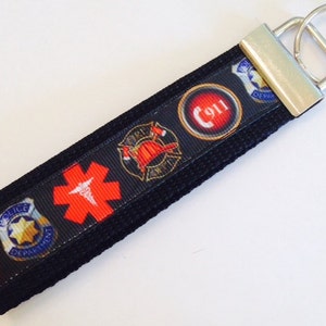 Emergency,911 Ribbon Wristlet KeyFob/Lanyard/Dog Collar, Luggage/Backpack Tag, Teacher Badge/Whistle Holder, Souvenir, Sports/Sewing Lanyard