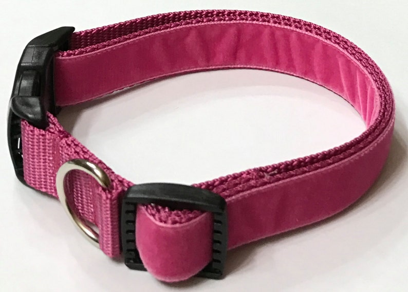 Velvet Hot Pink Ribbon Designer Adjustable Dog Collar,puppy/adult/pet ...