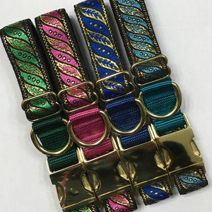 Dog Collar: Sparkle Russian 1 Gold/Colored Ribbon, Adjustable Collar, Pet Collars/Key Fobs/Lanyards, Pet Supplies, Dog Gift, Veterinary Gift