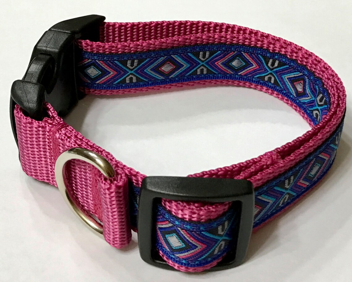 Dog Collar Aztec/southwest 9 Tapestry Pink/turquoise/purple Etsy