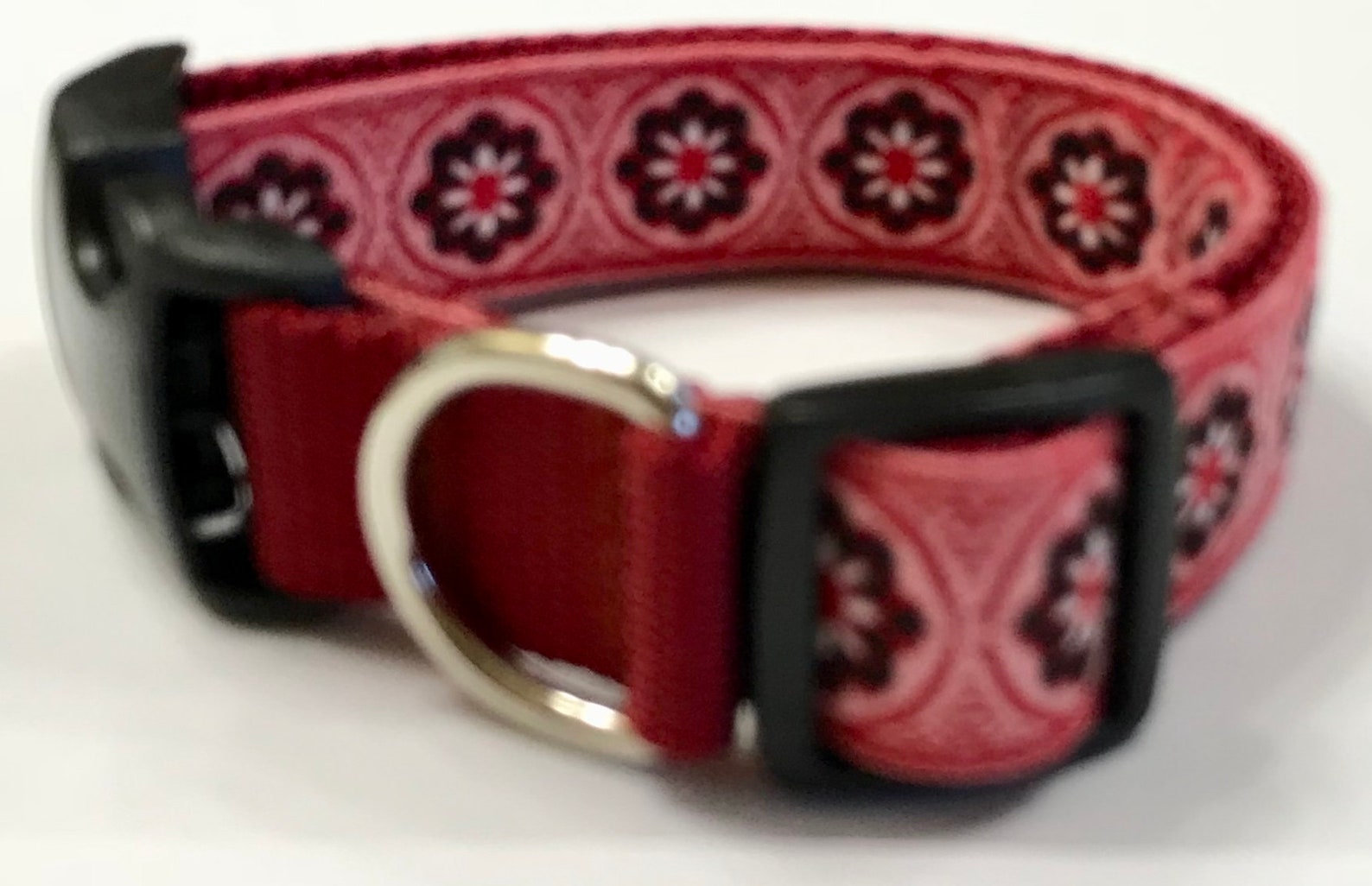 Dog Collar Flowers Medallions 5 Red/Maroon Jacquard Etsy