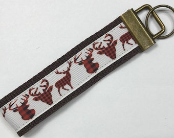 Elk/DeerKey Fob/Lanyard,Woods Cabin Key Ring/Luggage/Backpack Tag,Hunter Lanyard, Teacher Badge/Whistle Holder,Souvenir, Rustic Lanyard