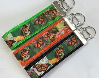 Butterflies Monarch Ribbon Wristlet Bracelet KeyFob/Lanyard/ Dog Collar/Luggage/Backpack Tag, Wildlife/Nature/ScienceTeacher Lanyard