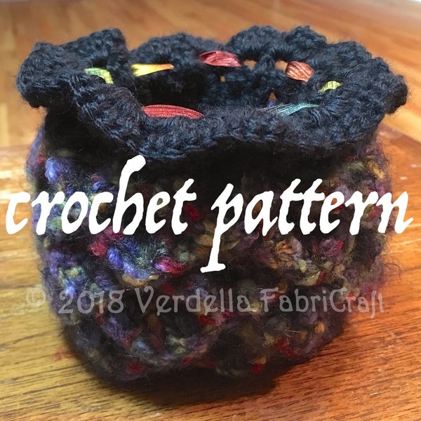 Drawstring Pouch Crochet Pattern - Multicolor Dragon Scale Dice Bag - Makeup, Accessories, Organization - PDF Download Original Pattern