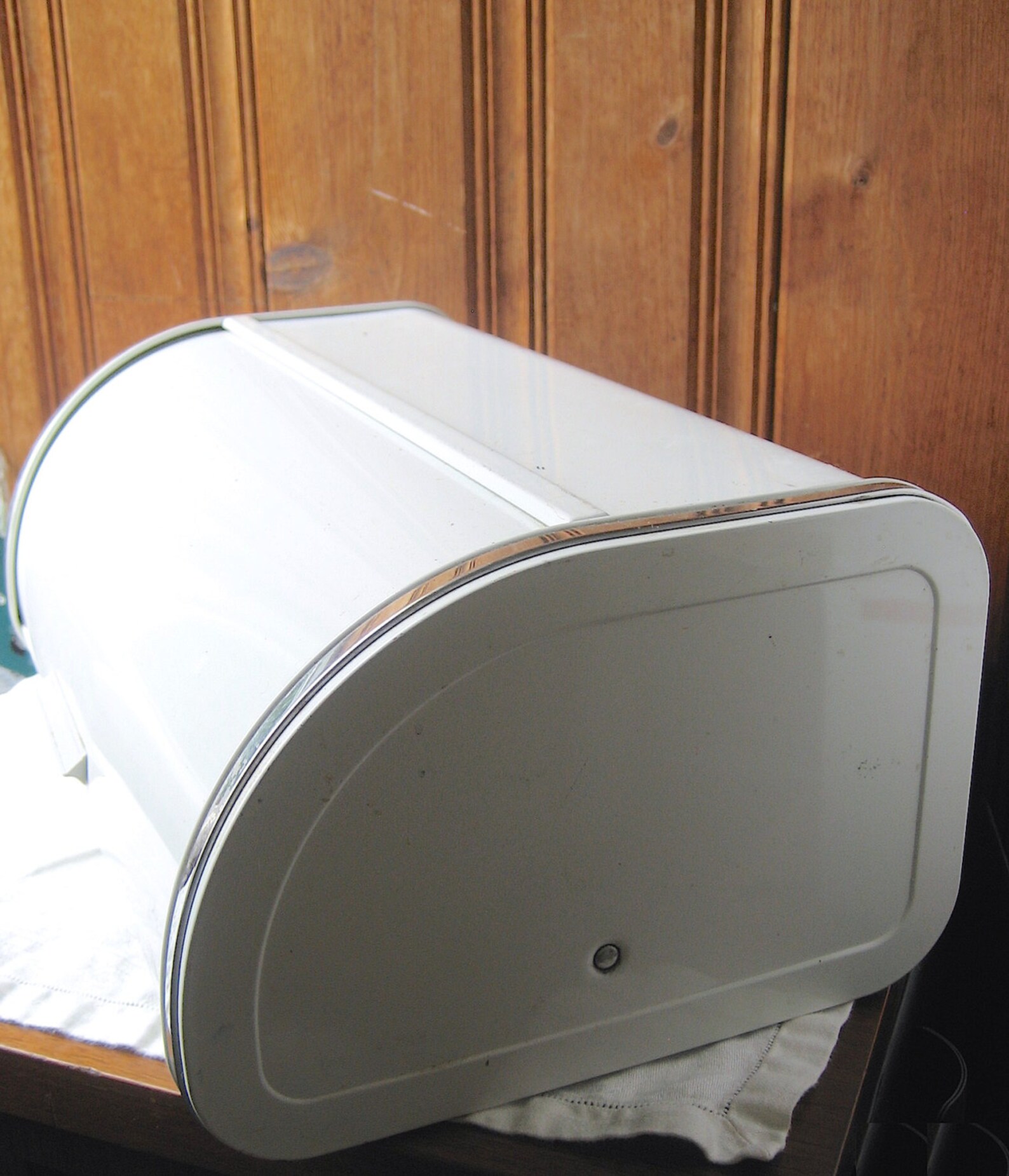 White Metal Bread Box Vintage Kitchen Hide Away Storage Etsy