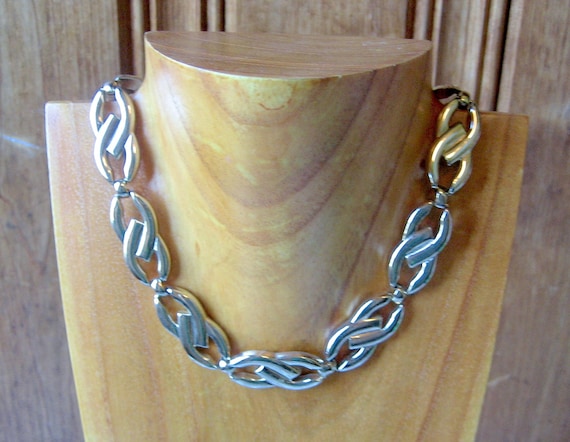 necklace silver tone Vintage heavy