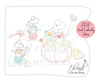 PDF Hand Embroidery Pattern, Miss Mousey, Little Stitch, Embroidery Pattern, Quilt Pattern, Digital Pattern, Stitchery