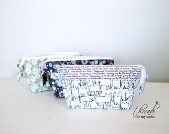 Handmade Notions Pouch, Open Wide Pouch, All Purpose Pouch, Sewing Pouch