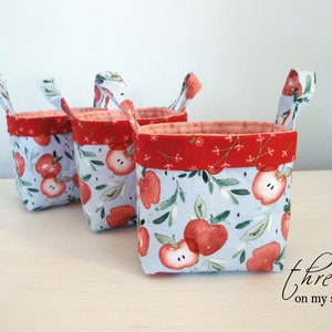 Handmade Fabric Basket, Apple Basket, Gift for Teacher image 1