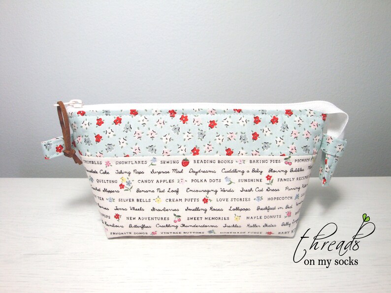 Handmade Open Wide Pouch, Notions Pouch, My Favorite Things, All Purpose Pouch Text