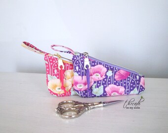 Handmade Scissor Pouch, Scissor Storage, Tilda Poppy, Lilac and Pink