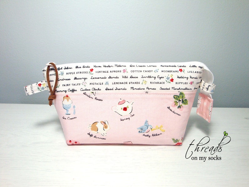 Handmade Open Wide Pouch, Notions Pouch, My Favorite Things, All Purpose Pouch Pink