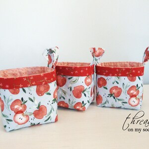 Handmade Fabric Basket, Apple Basket, Gift for Teacher image 4