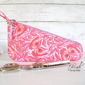 Large Scissor Pouch | Fits 8-9in Scissors | Fabric Scissors Zipper Case | Tula Pinkerville Owl Lavender Pink