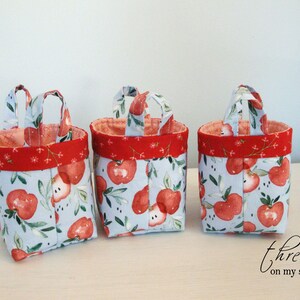 Handmade Fabric Basket, Apple Basket, Gift for Teacher image 3