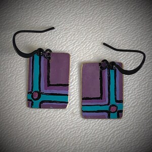 Purple and Blue Art Deco Earrings