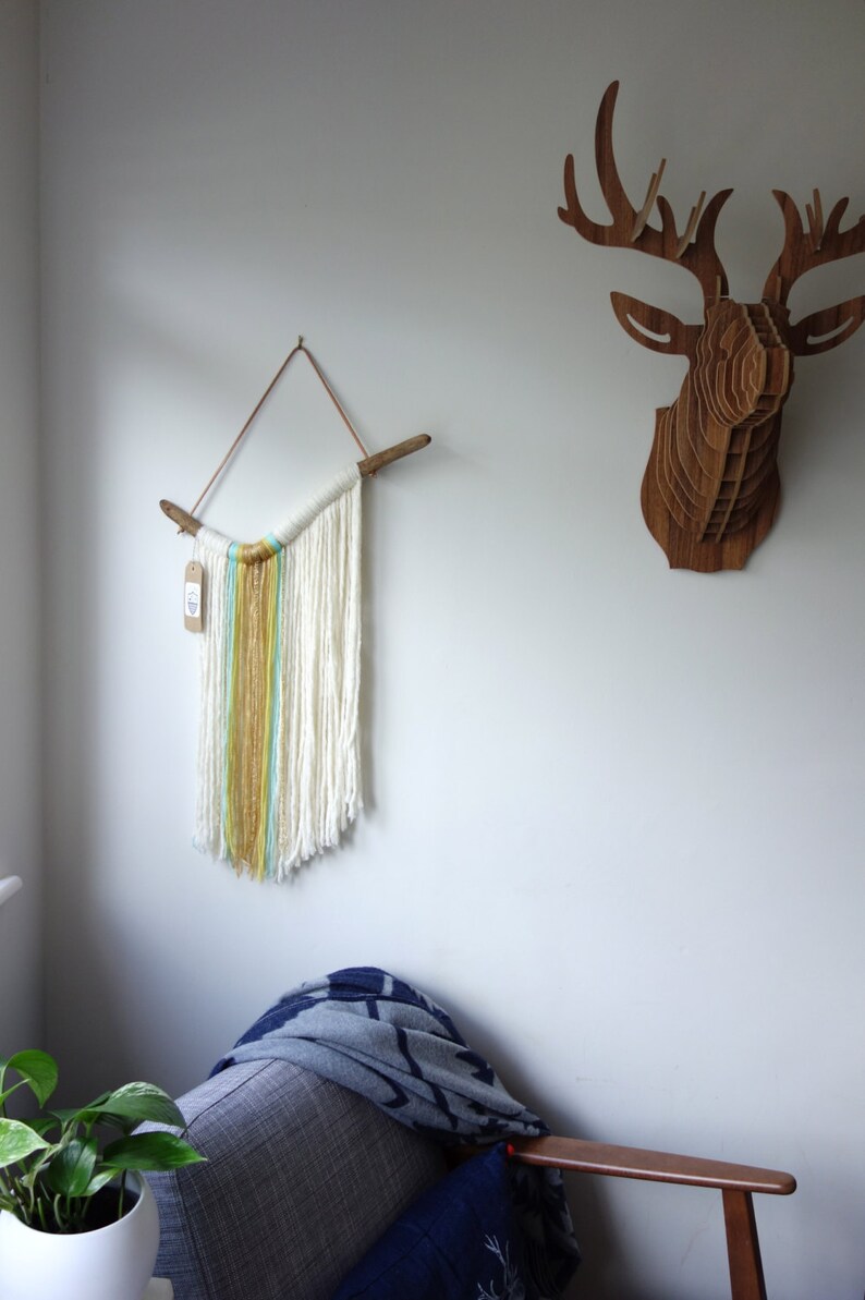 Driftwood yarn wall hanging / Waterfall / textile Etsy