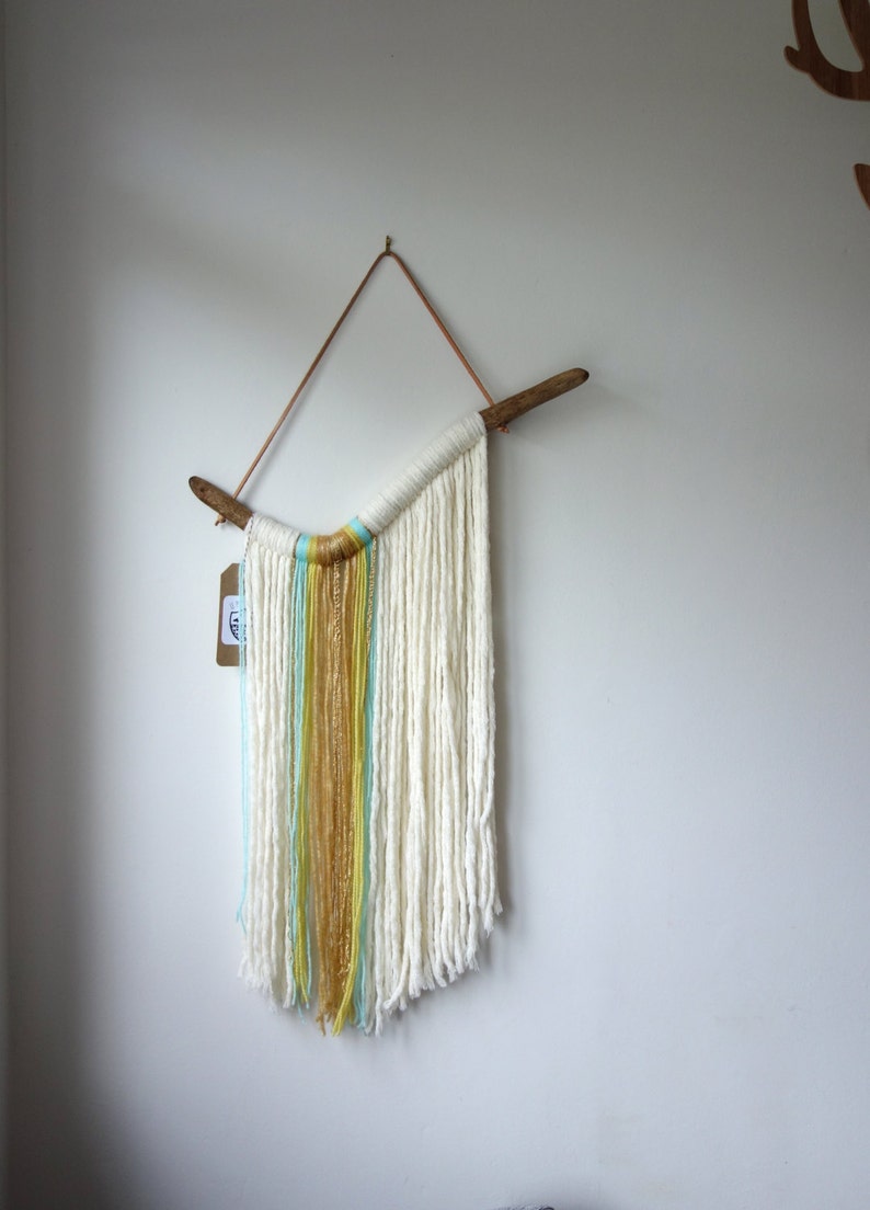 Driftwood yarn wall hanging / Waterfall / textile Etsy