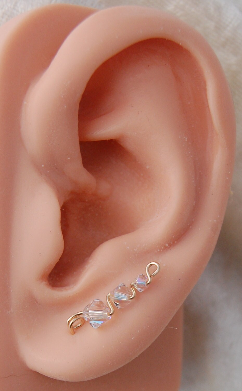 Ear Climber Earrings Swarovski Crystal AB- Sterling Silver, Gold Fill…
