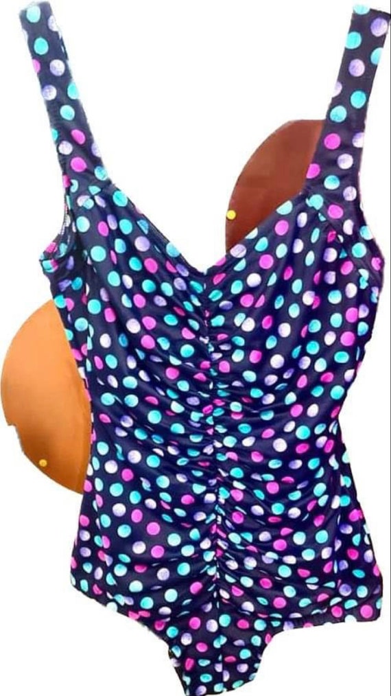 Vintage Rouched Polka Dot Swimsuit by Maxine of H… - image 2
