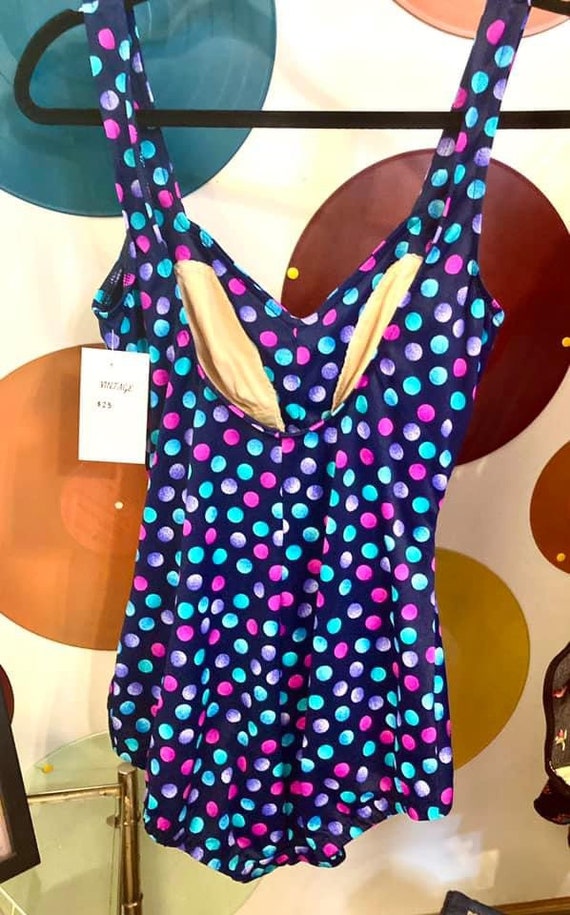 Vintage Rouched Polka Dot Swimsuit by Maxine of H… - image 3