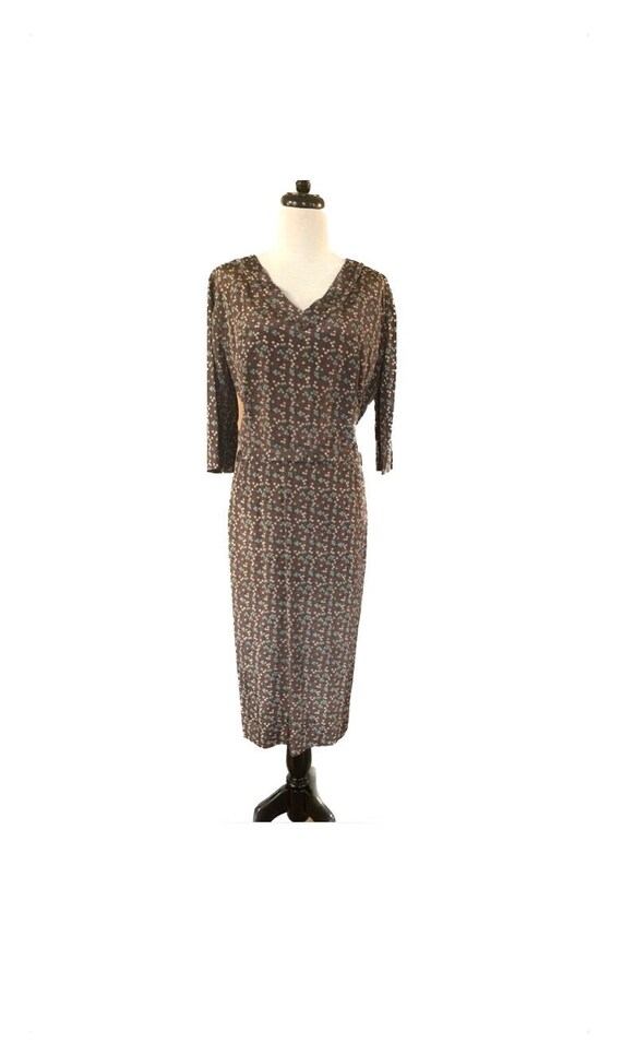 Vintage 1950s/60s Brown Floral Dress