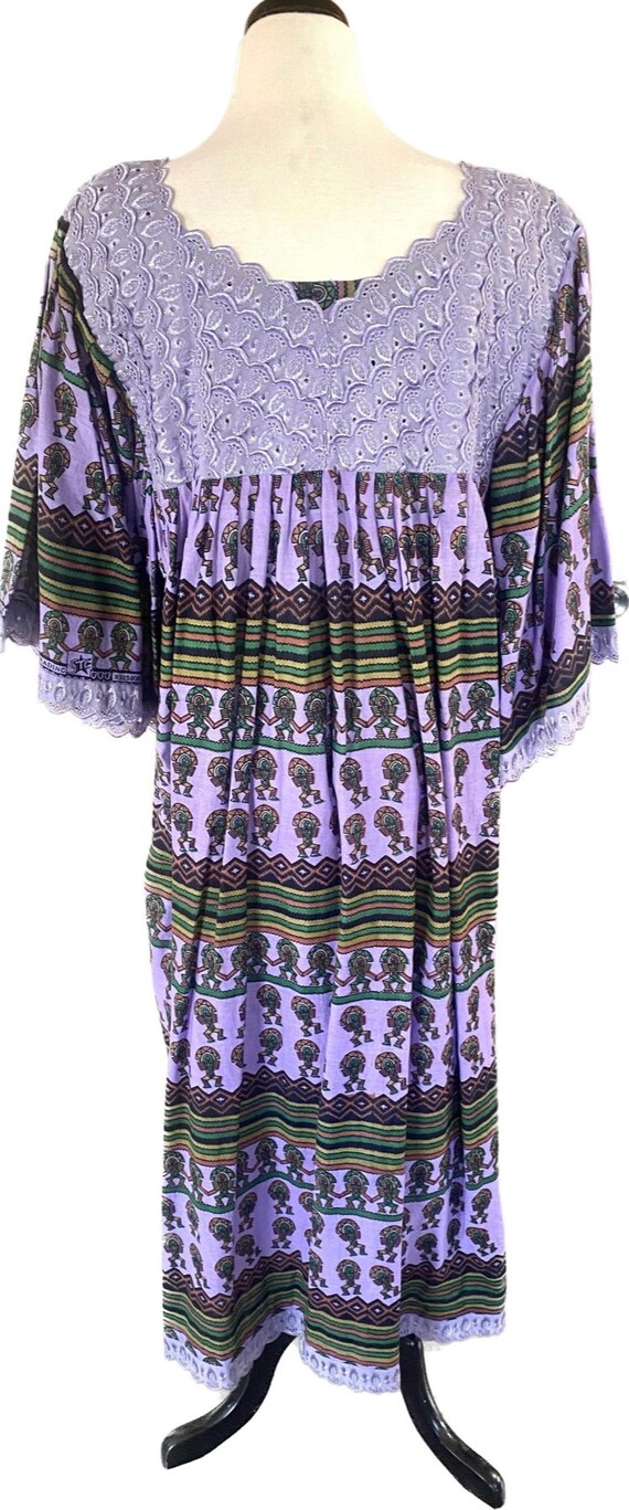 Vintage 70s/80s Bell Sleeve Novelty Print Dress - image 4