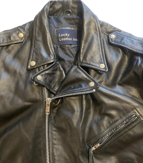 Vintage Lucky Leather Biker Jacket XXL / Size 56 - image 3