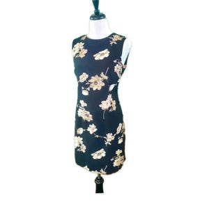 Vintage 1990s R&K Originals Black Floral Print Dress