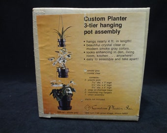 Vintage 3-Tiered Hanging Planter Mid-Century Plastic Plant Hanger Triple Hanging Pots NEW IN BOX