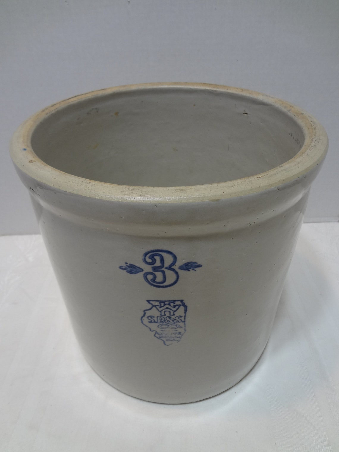 Antique 3 Gal. Stoneware Crock SP&S CO. White Hall Illinois Etsy