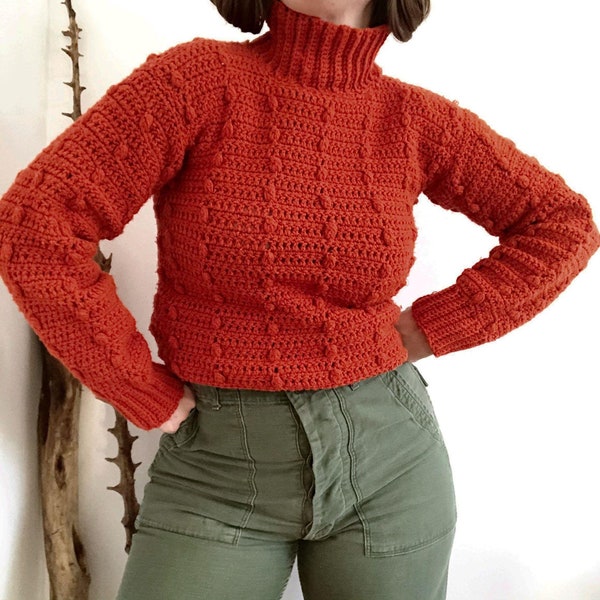 Vintage 50’s-60’s (?) Orange Handmade Turtleneck Sweater