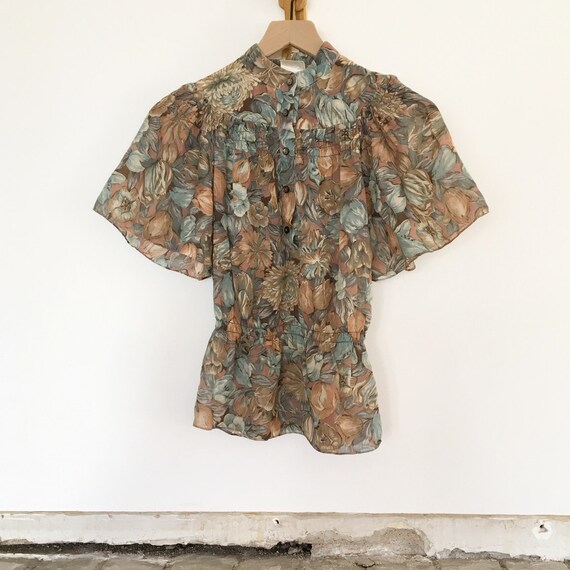 Vintage 70's Floral Peplum Top