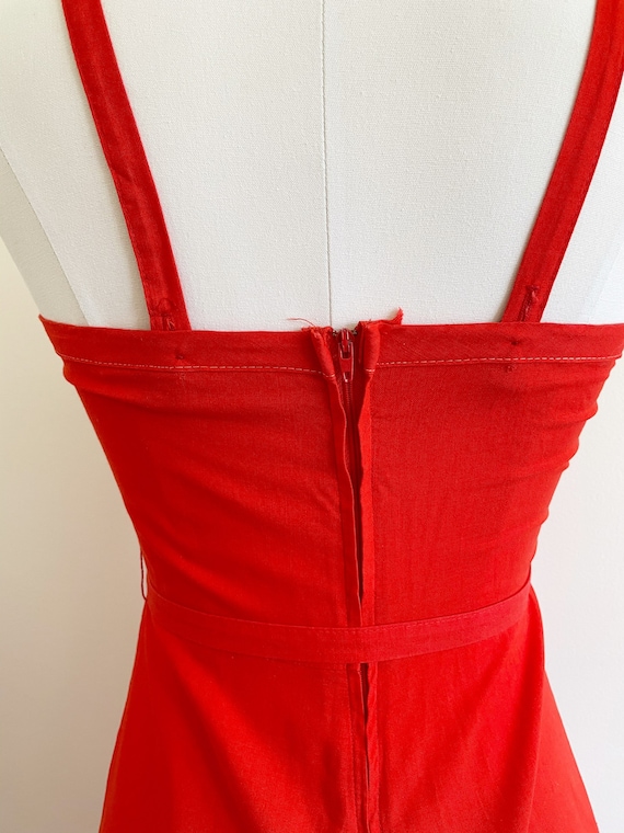 Vintage 70’s Red A-line cotton dress - image 7