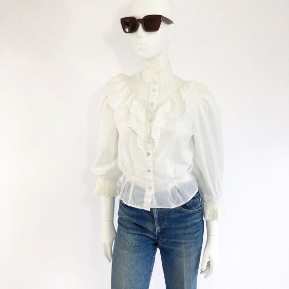 Vintage White Ruffle Blouse