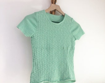 Vintage 70's Pointelle Knit Nylon Tiny Tee