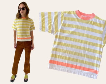 Vintage Yellow Stripe and Neon Ringer T-shirt