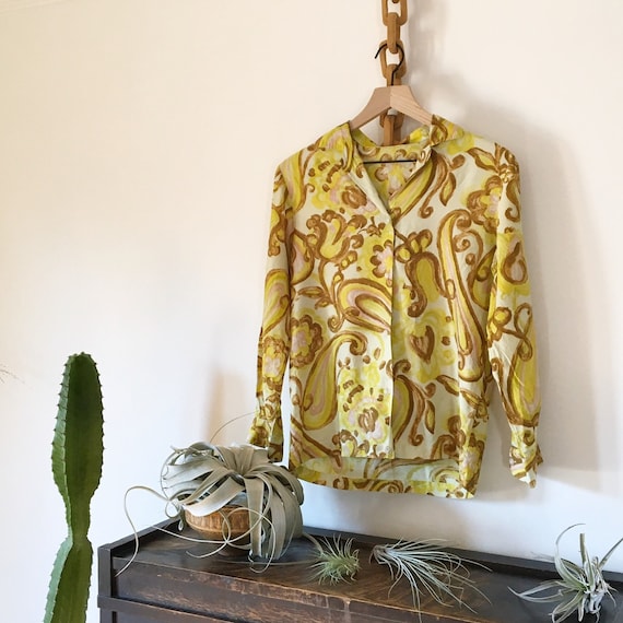 Vintage 70's Painted Floral Paisley