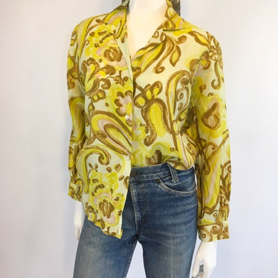 Vintage 70's Painted Floral Paisley - image 2