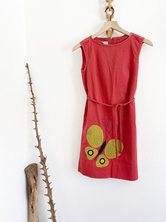 Vintage 70’s Shift Dress with Butterfly Appliqué