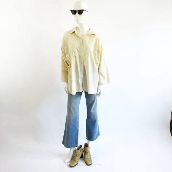 Vintage 80's Cream Blouse with Lace Trim - image 2