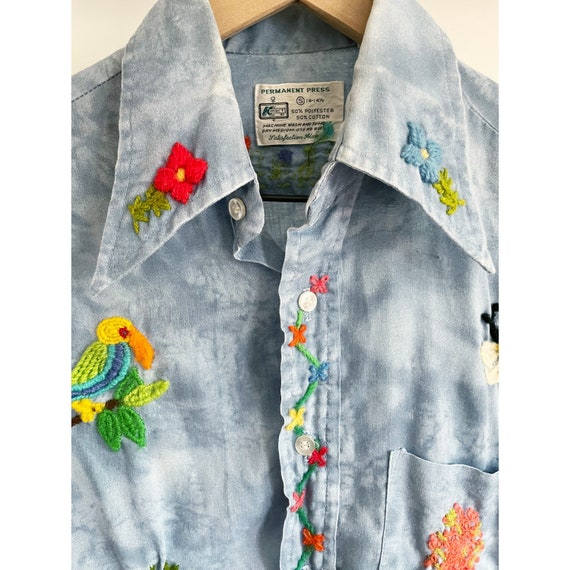 Vintage 70's Embroidered Button Front Shirt with … - image 5