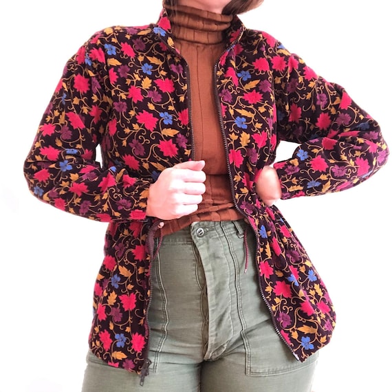 Vintage 70's-80's Handmade Floral Print Corduroy J